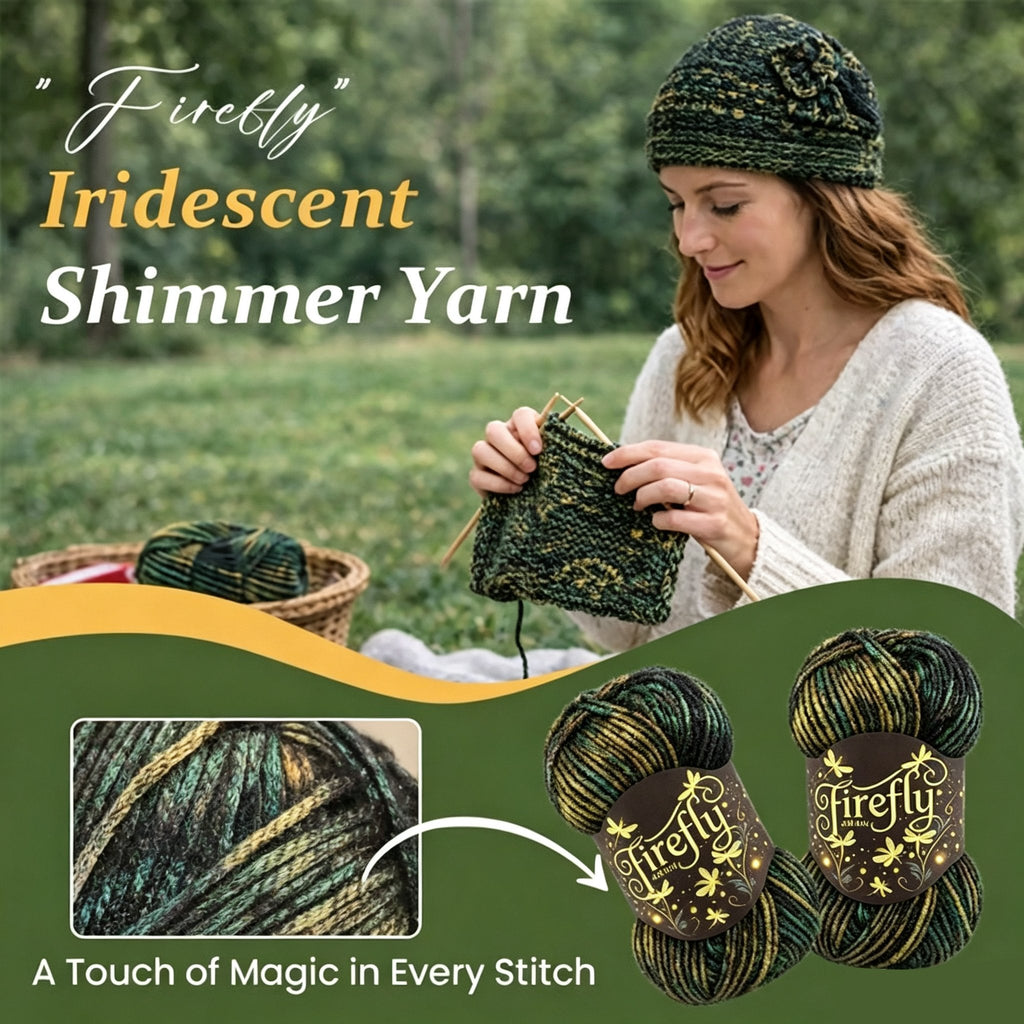 🧶Aran Wool 'Firefly' Iridescent Shimmer Yarn: A Touch of Magic in Every Stitch💫