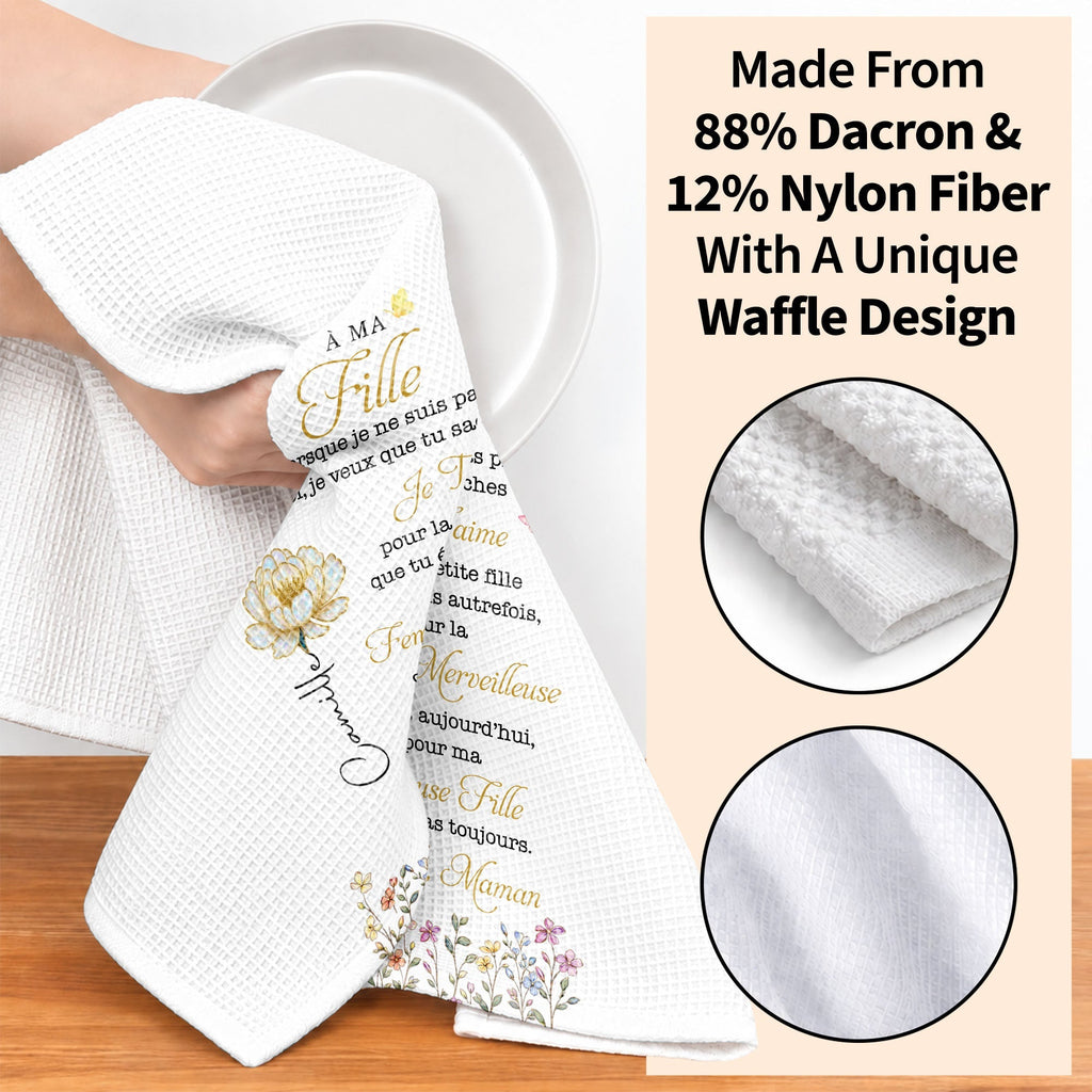 À Ma Fille Birth Month Flower And Butterflies For Daughter - Personalized Kitchen Towel - DAU667_TOWL