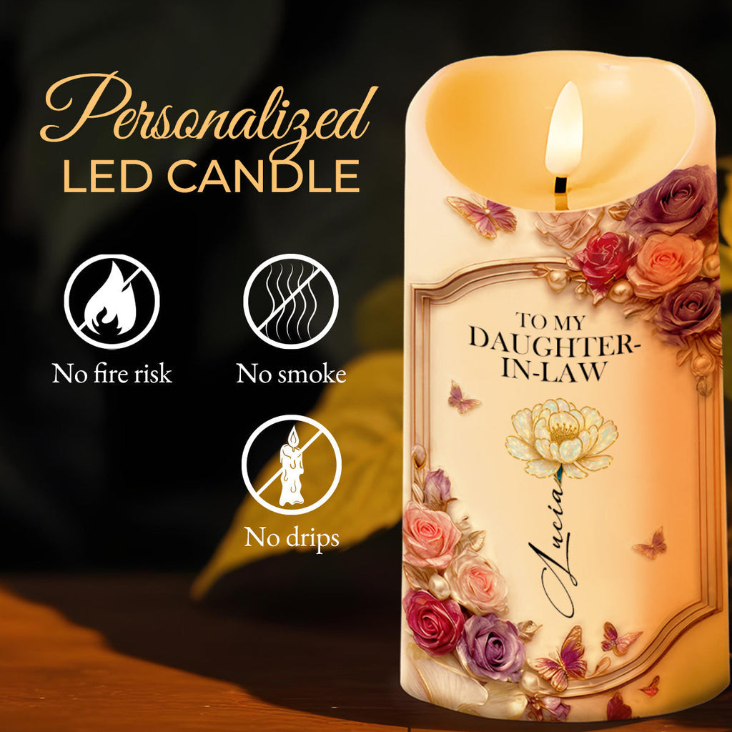 To My Daughter-In-Law, Thank You For Loving My Son - Personalized Custom LED Candle - DILA052_LECA
