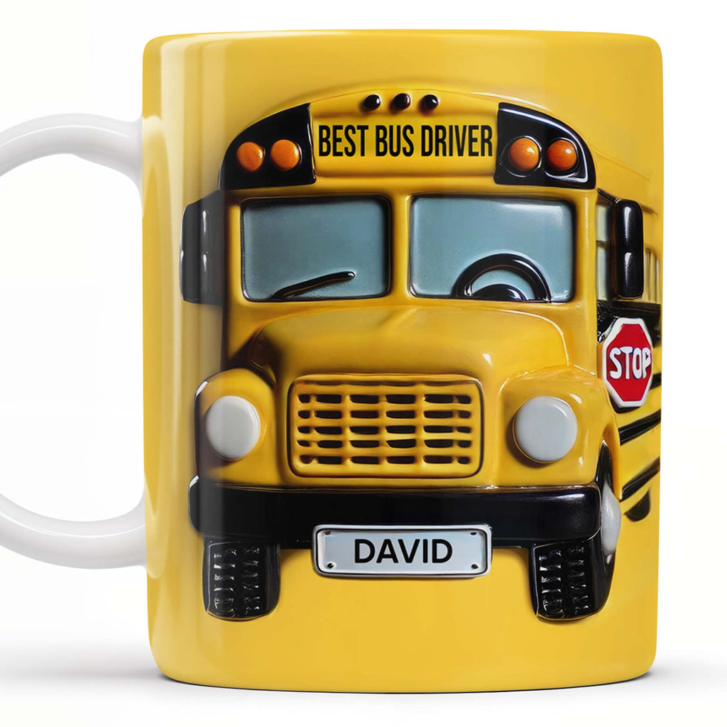 Best Bus Driver, School Bus And Stop Sign - Personalized Custom Coffee Mug - FAM322_MG