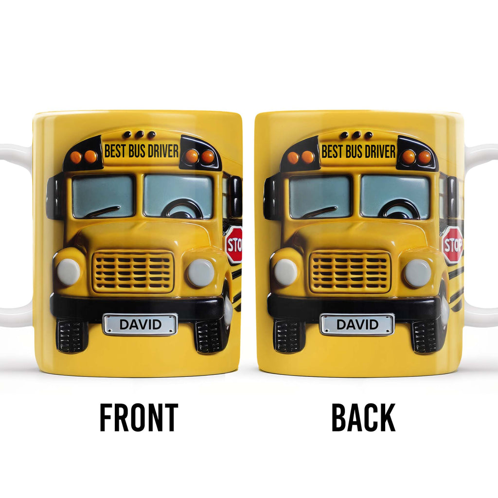 Best Bus Driver, School Bus And Stop Sign - Personalized Custom Coffee Mug - FAM322_MG