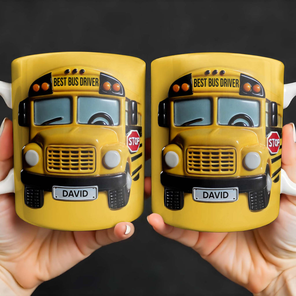 Best Bus Driver, School Bus And Stop Sign - Personalized Custom Coffee Mug - FAM322_MG