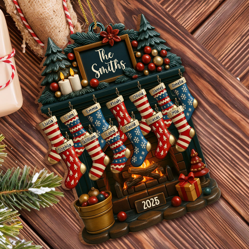 Holiday Gatherings Customized Family Name Wood Ornament - Personalized Custom Wood Ornament, Custom Shaped - FAM465_WDO