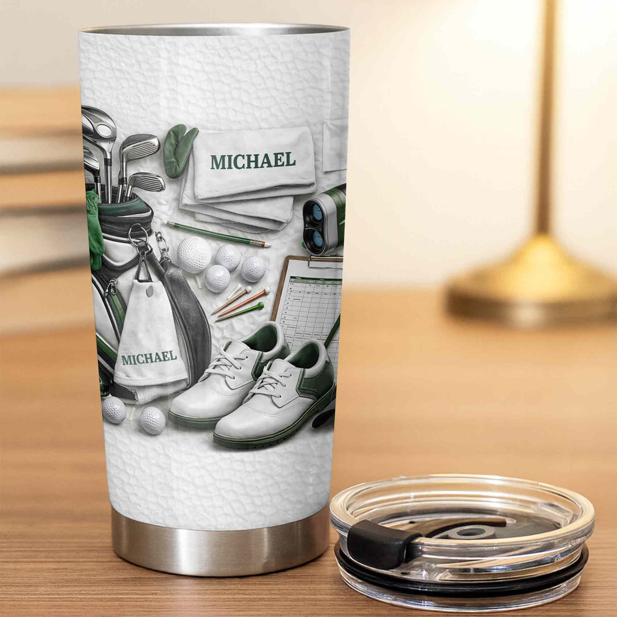 Golf Enthusiast Personalized Tumbler Featuring Clubs and Balls - Personalized Custom Stainless Steel Tumbler 20oz 30oz - GOLF012_TB