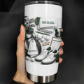Golf Enthusiast Personalized Tumbler Featuring Clubs and Balls - Personalized Custom Stainless Steel Tumbler 20oz 30oz - GOLF012_TB