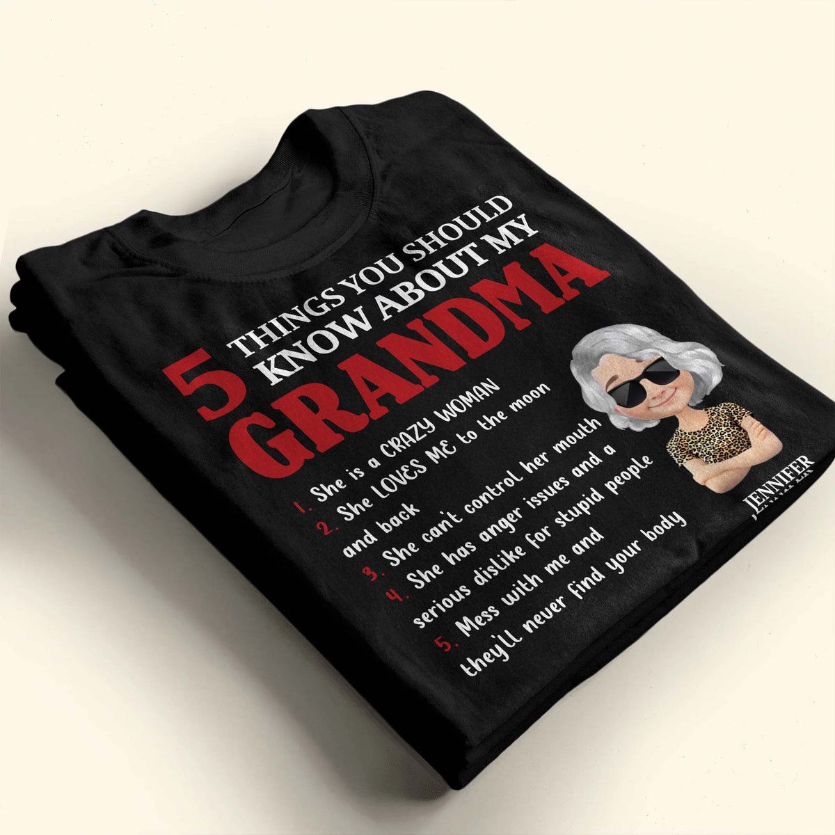 5 Things You Should Know About My Grandma, Love and Humor - Personalized Custom Unisex T-shirt, Hoodie - GRM041_BBAS