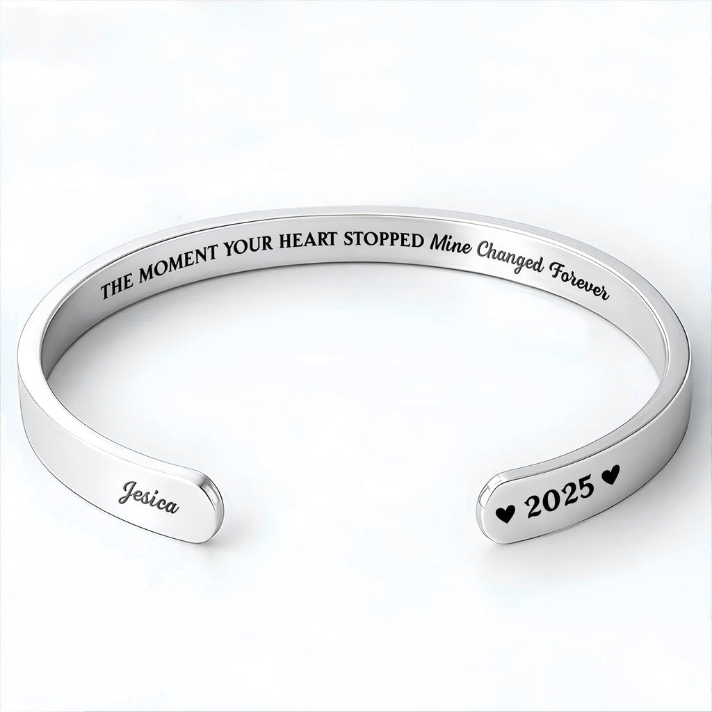 The Moment Your Heart Stopped, Heart Cuff Bracelet - Personalized Custom Bracelet Cuff - HME348_BCUF