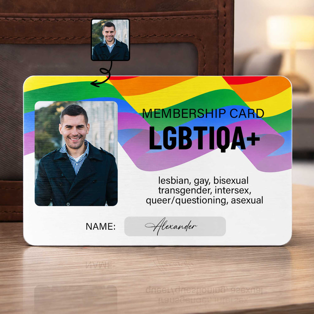 Membership Card LGBTIQA Plus Rainbow Flag Personalized Photo - Personalized Aluminum Wallet Card - LPRIDE010_ALCA
