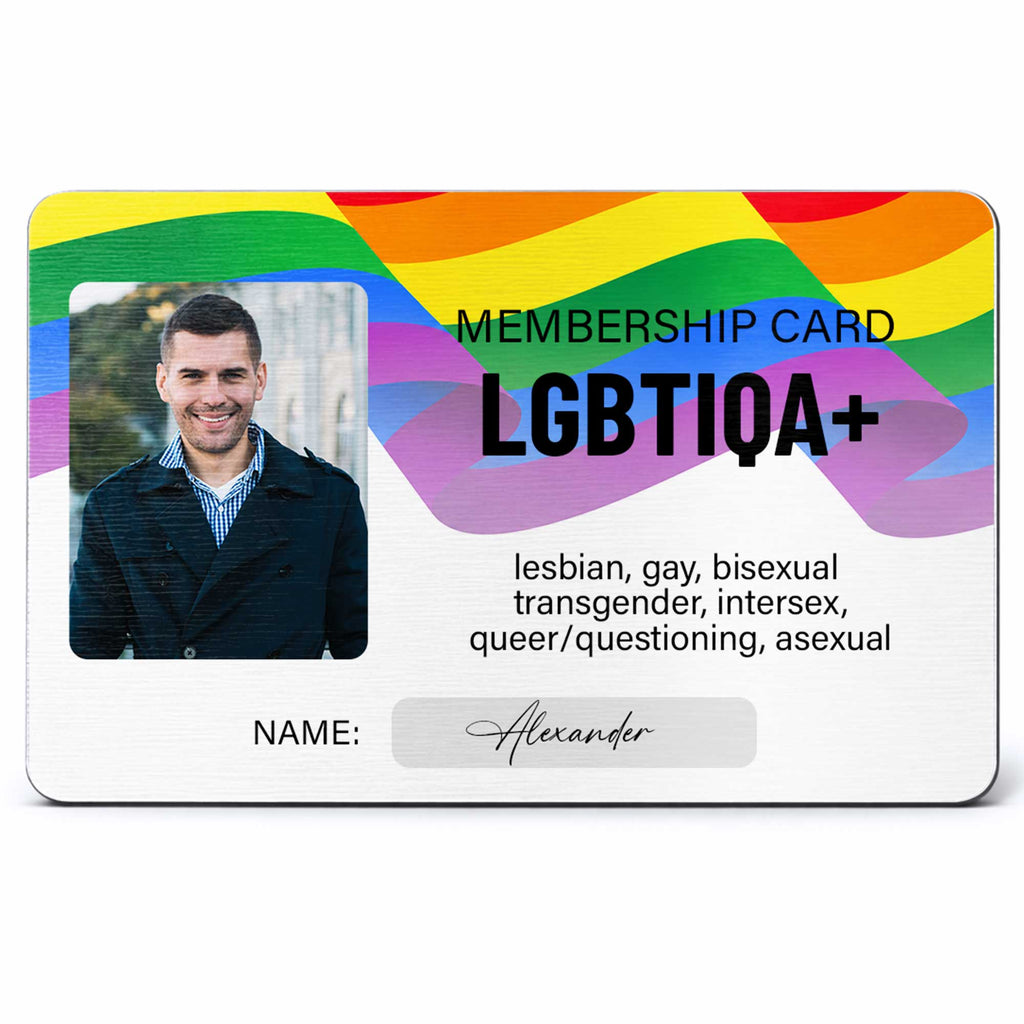 Membership Card LGBTIQA Plus Rainbow Flag Personalized Photo - Personalized Aluminum Wallet Card - LPRIDE010_ALCA