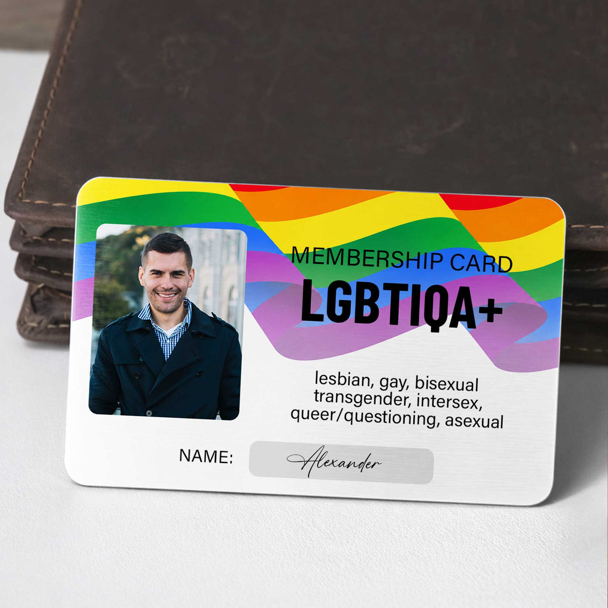 Membership Card LGBTIQA Plus Rainbow Flag Personalized Photo - Personalized Aluminum Wallet Card - LPRIDE010_ALCA