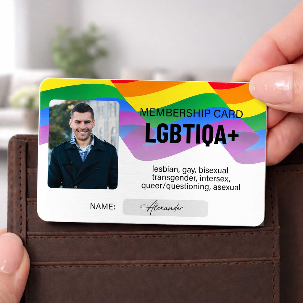 Membership Card LGBTIQA Plus Rainbow Flag Personalized Photo - Personalized Aluminum Wallet Card - LPRIDE010_ALCA