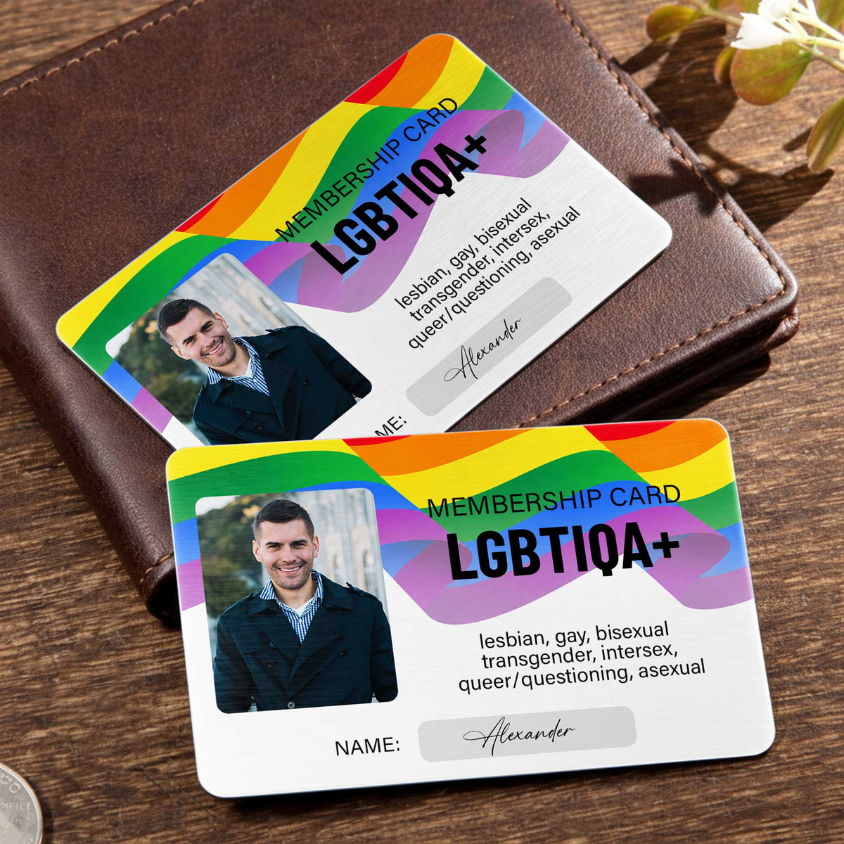Membership Card LGBTIQA Plus Rainbow Flag Personalized Photo - Personalized Aluminum Wallet Card - LPRIDE010_ALCA
