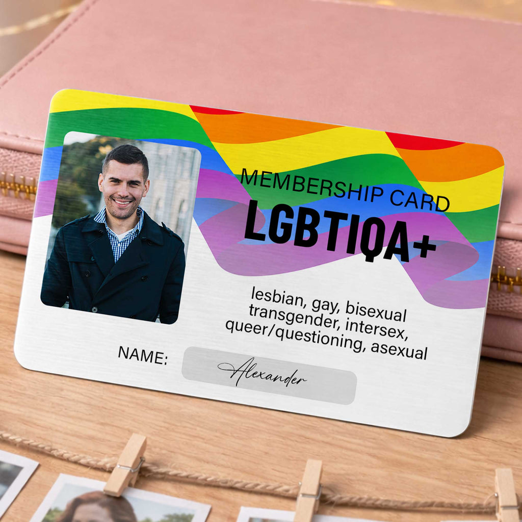 Membership Card LGBTIQA Plus Rainbow Flag Personalized Photo - Personalized Aluminum Wallet Card - LPRIDE010_ALCA