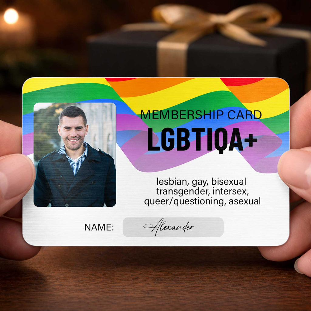 Membership Card LGBTIQA Plus Rainbow Flag Personalized Photo - Personalized Aluminum Wallet Card - LPRIDE010_ALCA