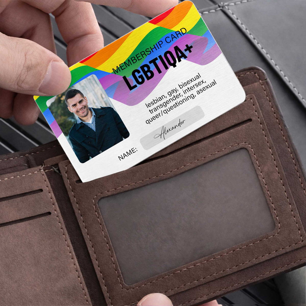 Membership Card LGBTIQA Plus Rainbow Flag Personalized Photo - Personalized Aluminum Wallet Card - LPRIDE010_ALCA