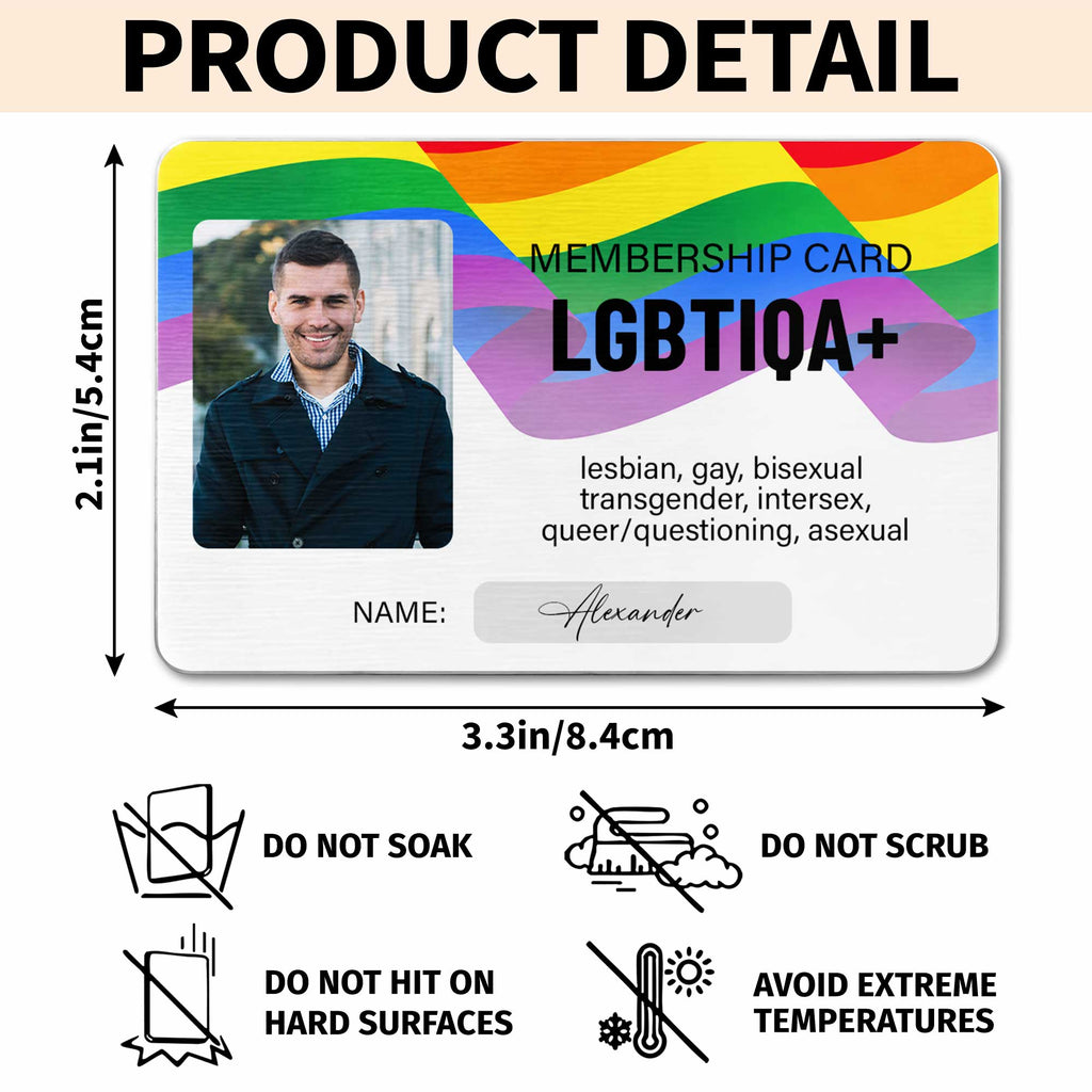 Membership Card LGBTIQA Plus Rainbow Flag Personalized Photo - Personalized Aluminum Wallet Card - LPRIDE010_ALCA