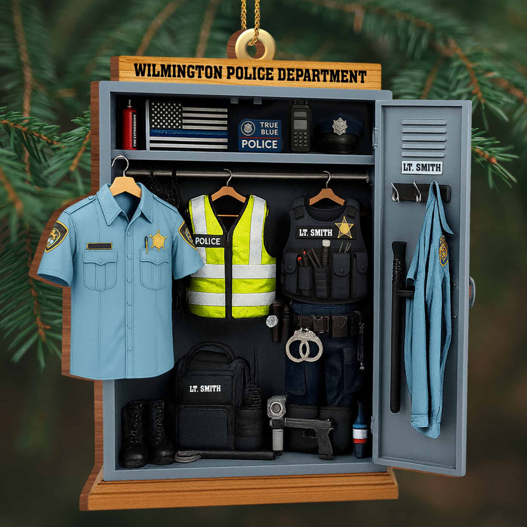 True Blue Police, Custom Police Ornament - Personalized Custom Wood Ornament, Custom Shaped - OFC018_WDO