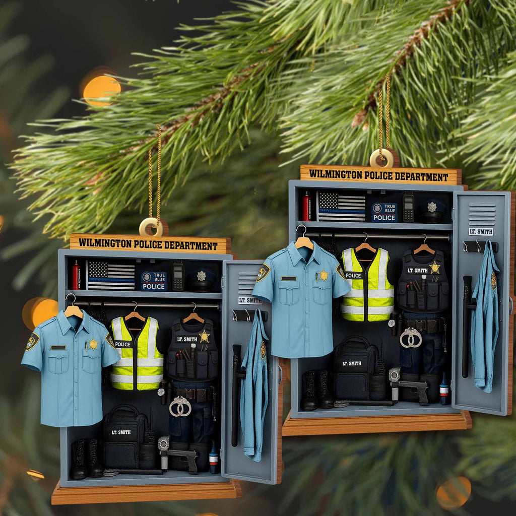 True Blue Police, Custom Police Ornament - Personalized Custom Wood Ornament, Custom Shaped - OFC018_WDO
