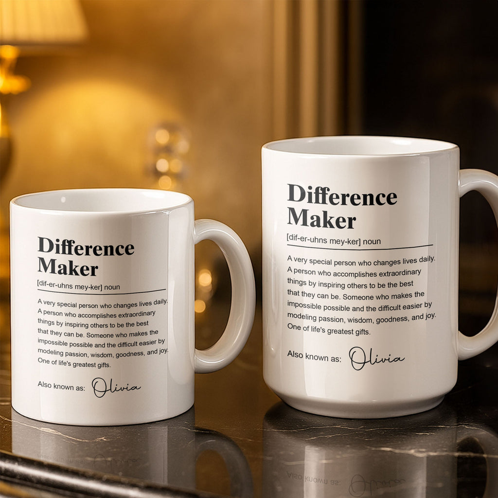 Difference Maker Dictionary Definition Typography Personalized Design - Personalized Custom Coffee Mug - TEACH283_MG