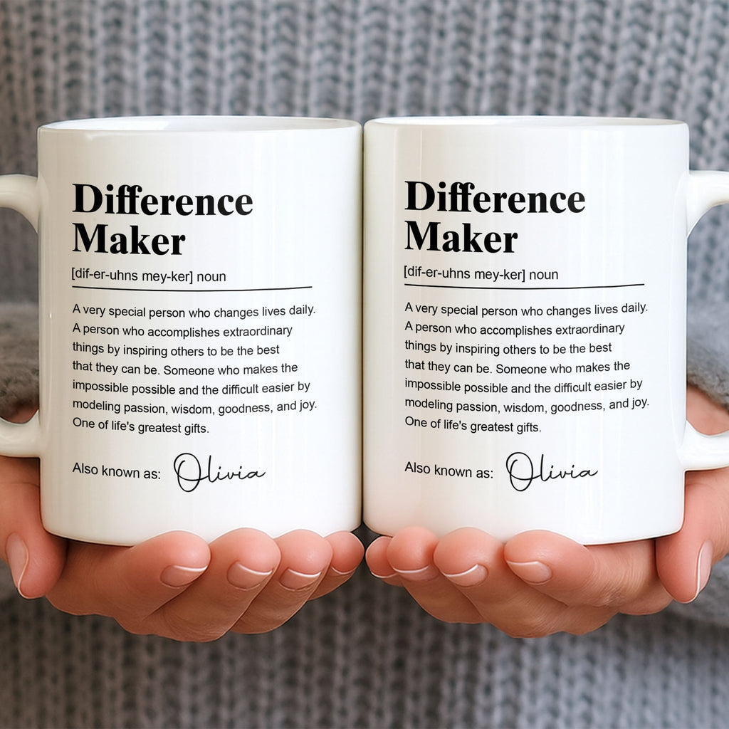 Difference Maker Dictionary Definition Typography Personalized Design - Personalized Custom Coffee Mug - TEACH283_MG
