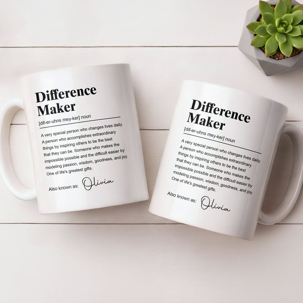 Difference Maker Dictionary Definition Typography Personalized Design - Personalized Custom Coffee Mug - TEACH283_MG