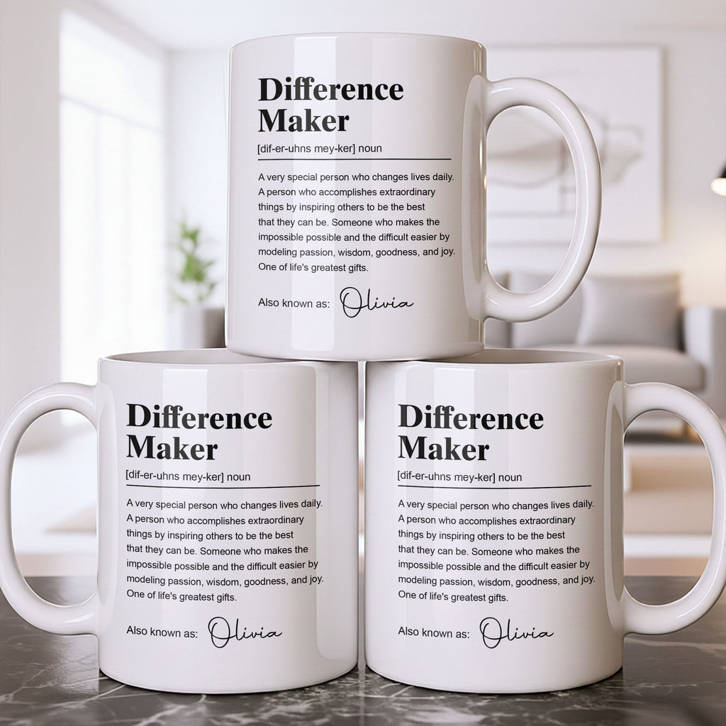 Difference Maker Dictionary Definition Typography Personalized Design - Personalized Custom Coffee Mug - TEACH283_MG