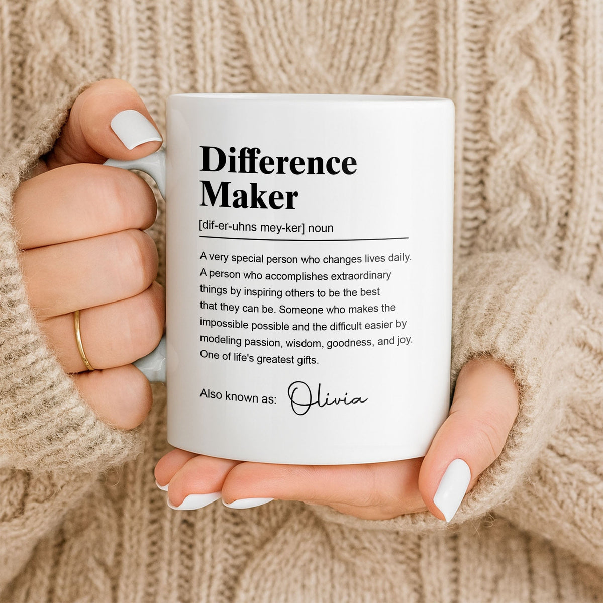Difference Maker Dictionary Definition Typography Personalized Design - Personalized Custom Coffee Mug - TEACH283_MG