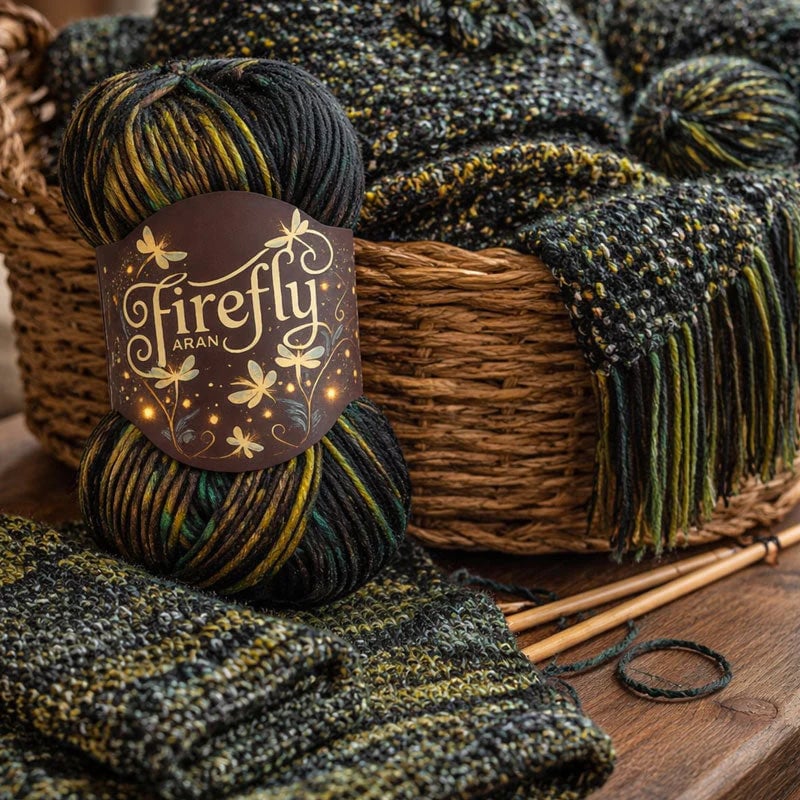 🧶Aran Wool 'Firefly' Iridescent Shimmer Yarn: A Touch of Magic in Every Stitch💫